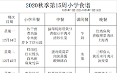 2020年秋季学期第16周食谱