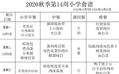 2020年秋季学期第14周食谱