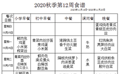 2020年秋季第12周食谱