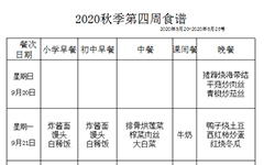 2020年秋季学期第四周食谱