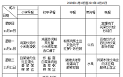 2019年秋季学期第11周食谱