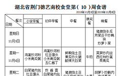 2019年秋季学期第10周食谱